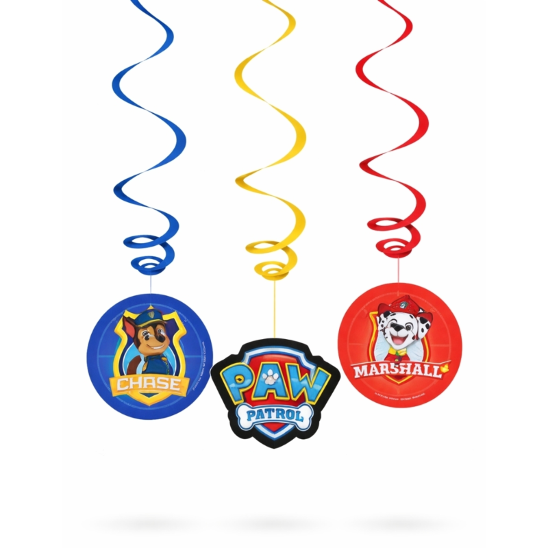 Amscan spiraal slinger Paw Patrol 60 cm set van 6