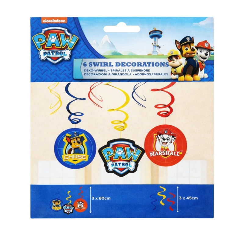 Amscan spiraal slinger Paw Patrol 60 cm set van 6