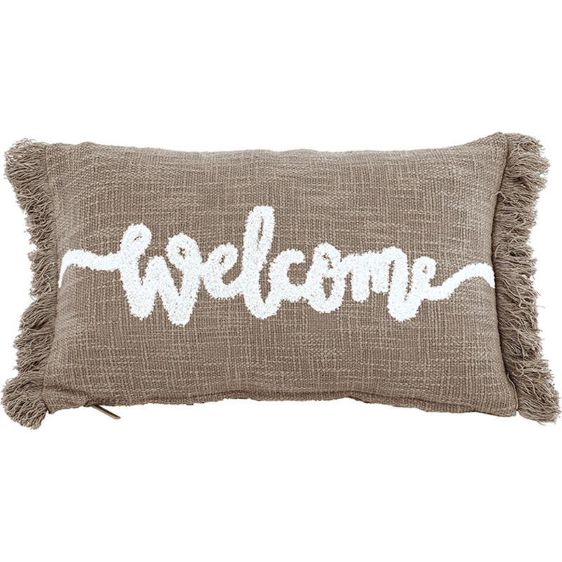 Tiseco kussen Cotton Slub Welcome taupe 30 x 50 cm