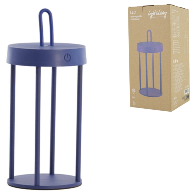 Light & Living tafellamp Isalo LED oplaadbaar kobaltblauw 28 cm