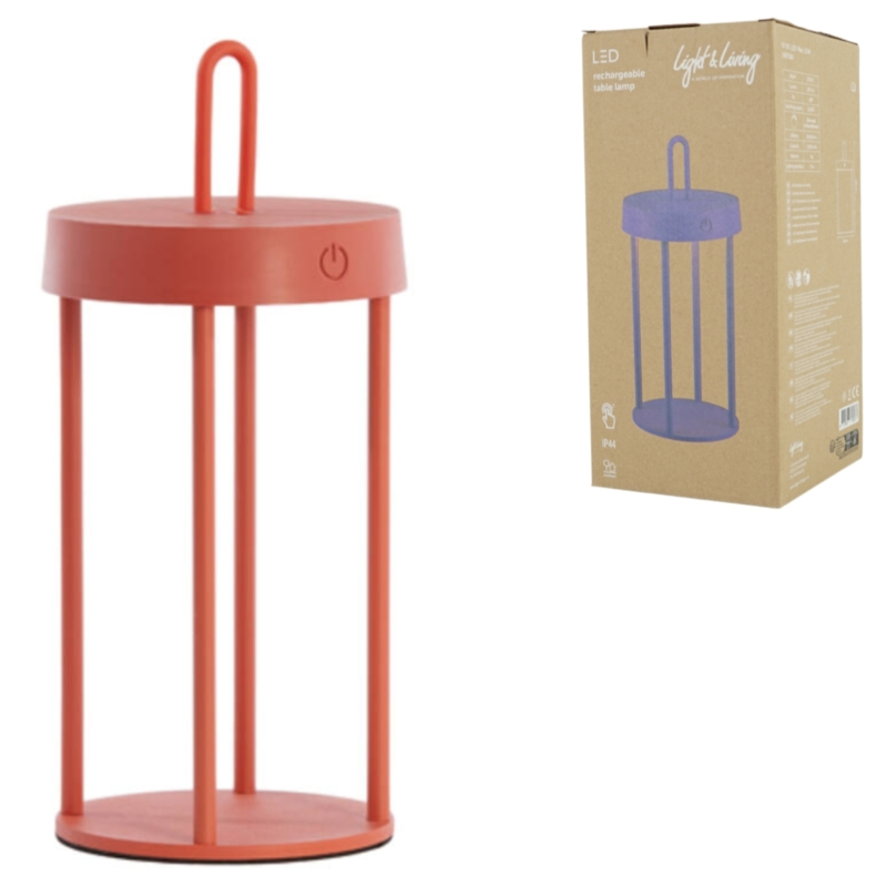 Light & Living tafellamp Isalo LED oplaadbaar terra 28 cm