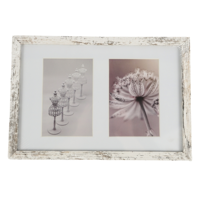 Fotolijst 2 passe-partout whitewash 10 x 15 cm
