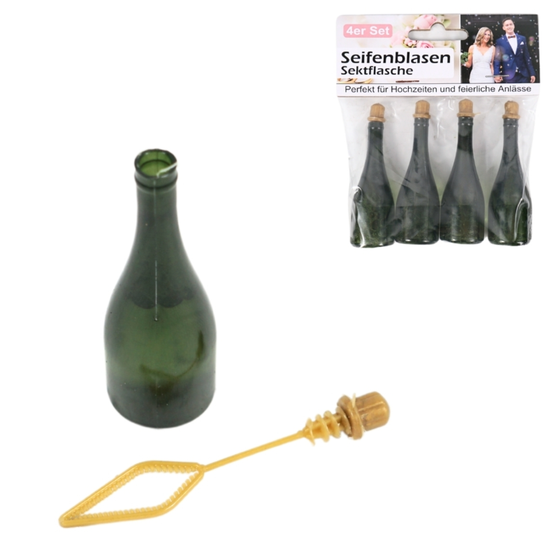 Bellenblaas champagnefles 7,7 cm 4 stuks