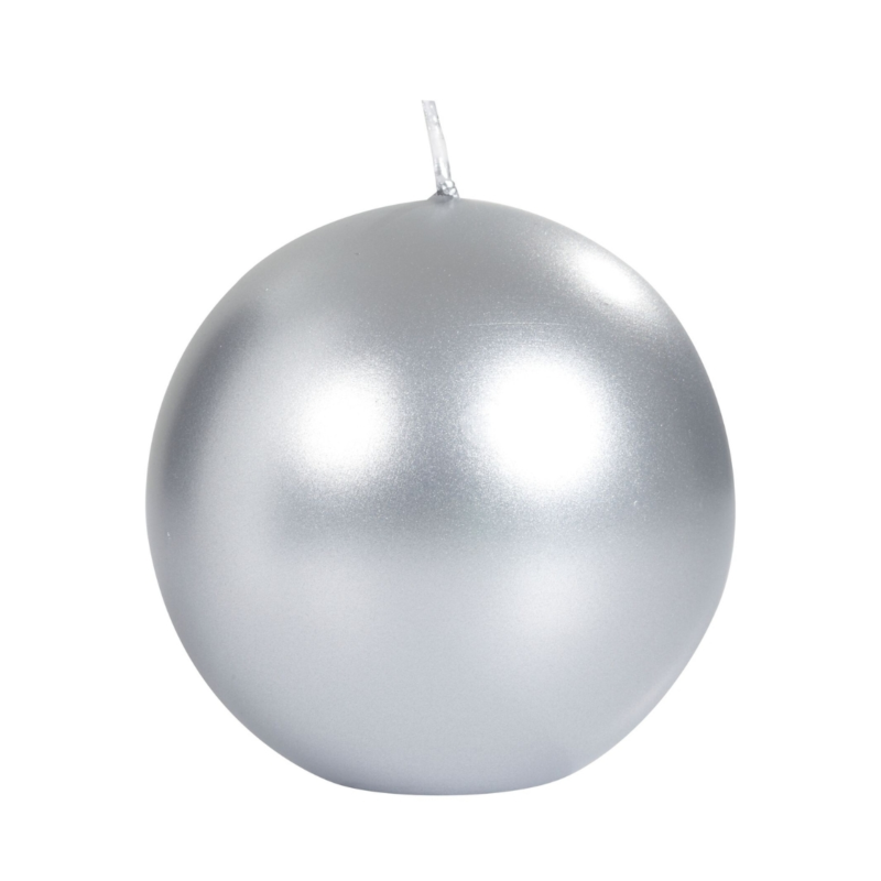 (R) Spaas bolkaars metallic zilver 8 cm