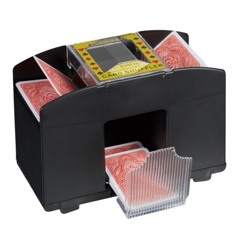 Relaxdays Kartenmischmaschine batteriebetrieben schwarz 4 Decks