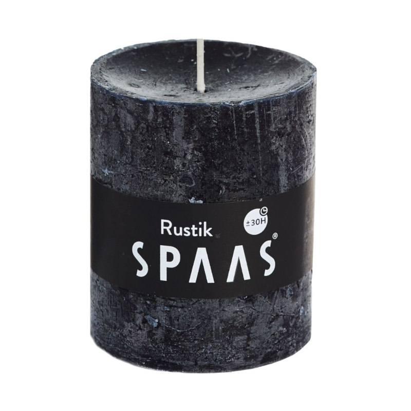 (R) Spaas stompkaars rustiek zwart 7 x 8 cm