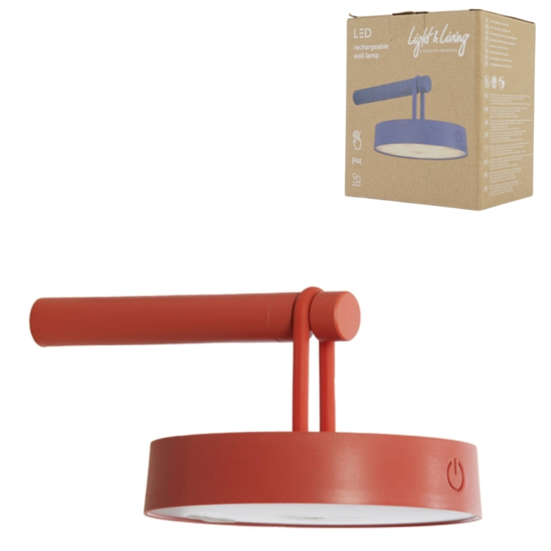 Light & Living wandlamp Toliara LED oplaadbaar terra 19 cm