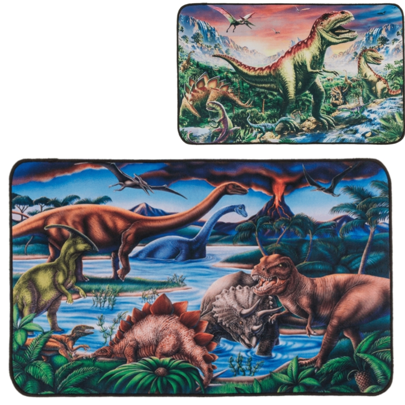 Out of te blue vloermat dinosaurus 80 x 50 cm 2 assorti