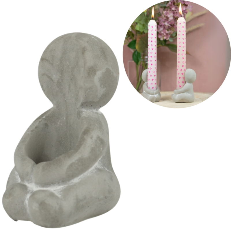 Kaarsenhouder Hug grijs 8 cm