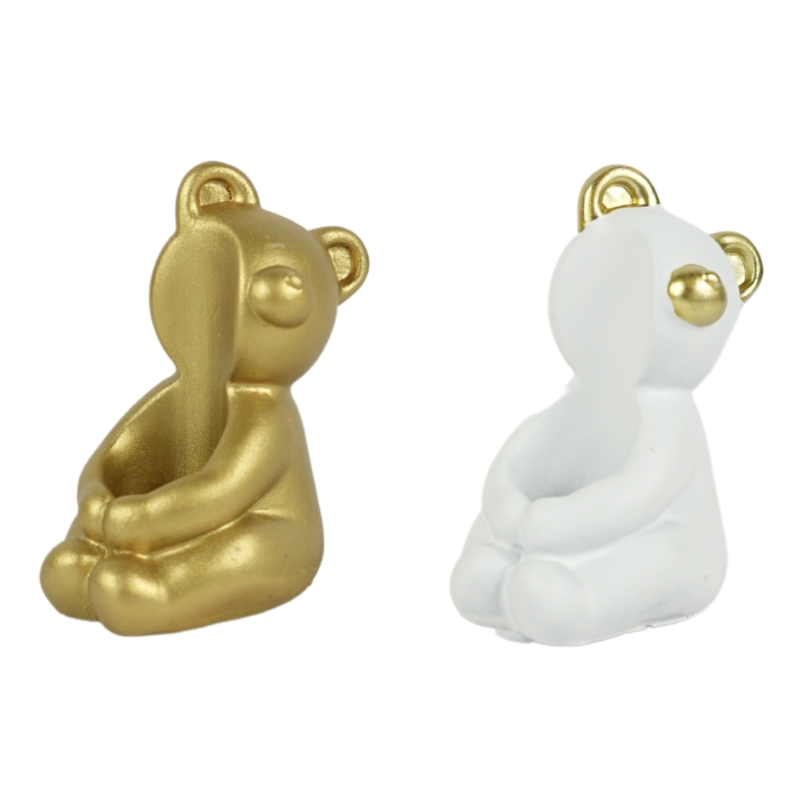 Kaarsenhouder Bear goudkleurig 8 cm