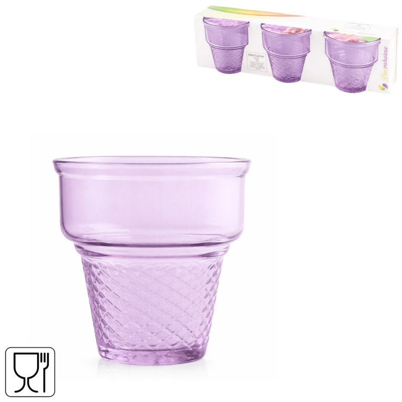 Pasabahce ijscoupe glas lila 245 ml set van 3