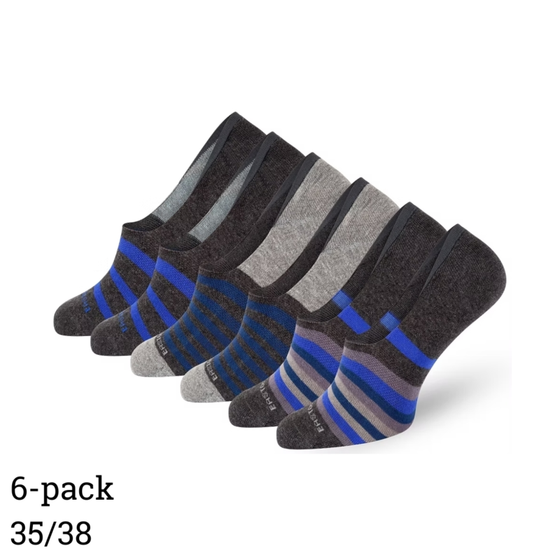 Easton Marlowe no show sokken unisex blauw/antraciet maat 35/38 set van 6