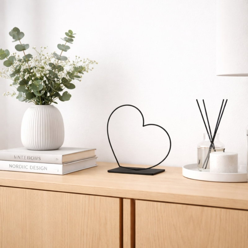 Decoratie Hart Frame liggend zwart 24 cm