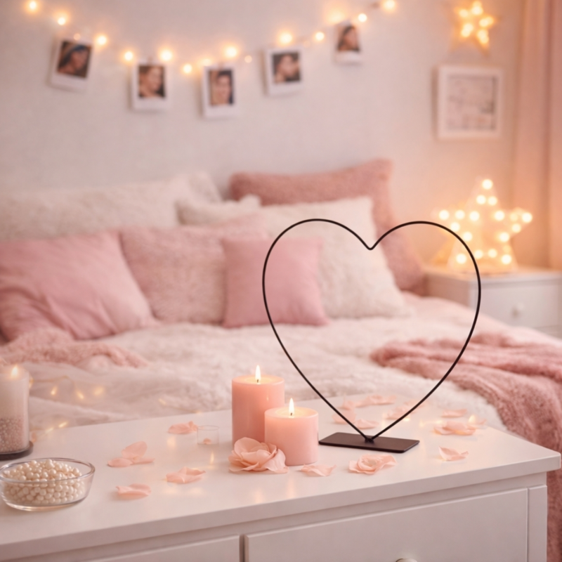 Decoratie Hart Frame zwart 58 cm