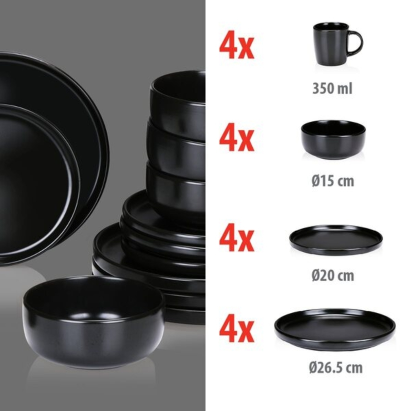 Alpina servies set zwart 16-delig