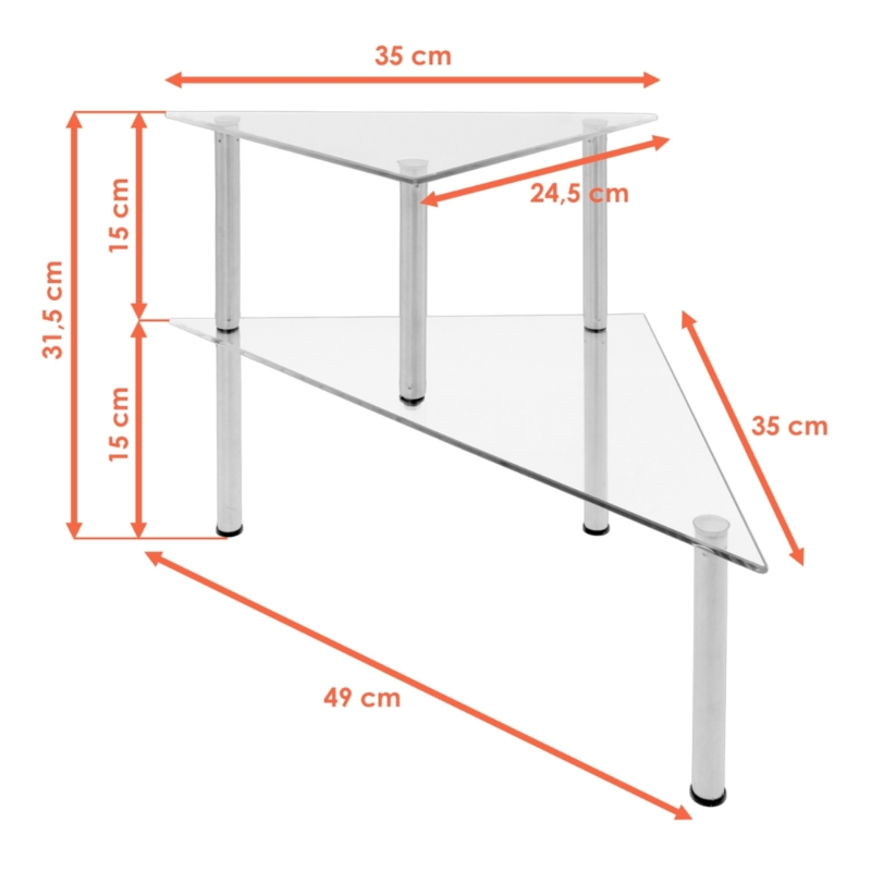 Glazen keukenrek 2-laags 49 cm