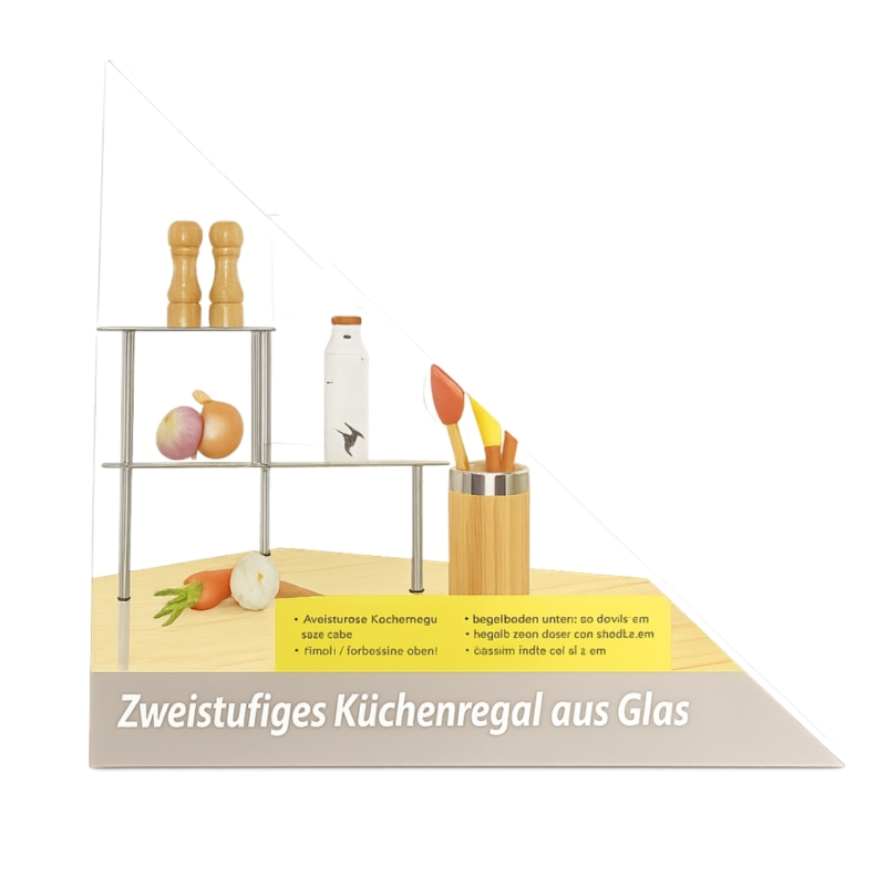 Glazen keukenrek 2-laags 49 cm
