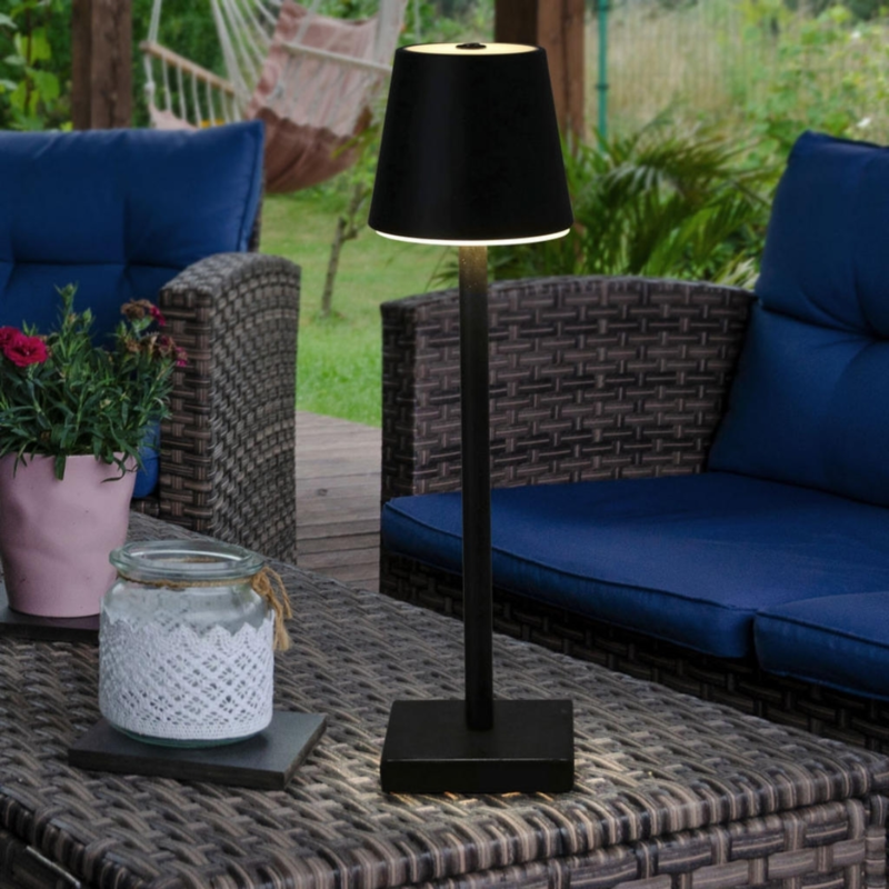 Firenze tafellamp oplaadbaar LED IP44 zwart 38 cm
