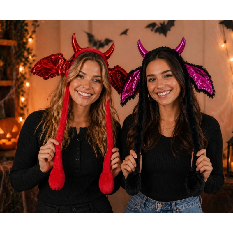 Halloween hoofdband met bewegende oren 55 cm 2 assorti