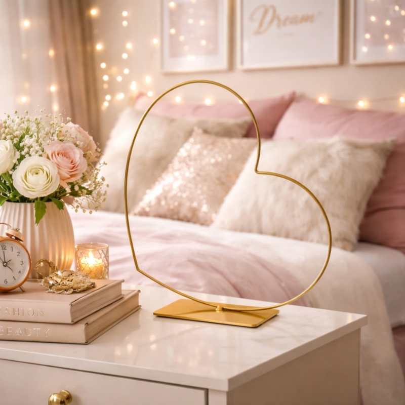 Decoratie Hart Frame liggend goudkleurig 30 cm