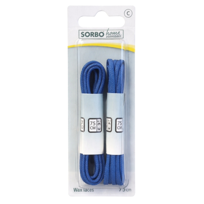 Sorbo veters wax blauw 75 cm 2 paar