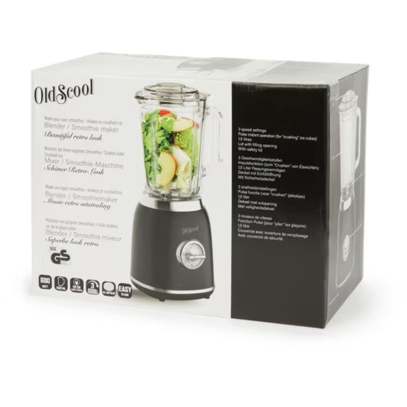 Old Scool blender smoothie maker zwart 600 watt