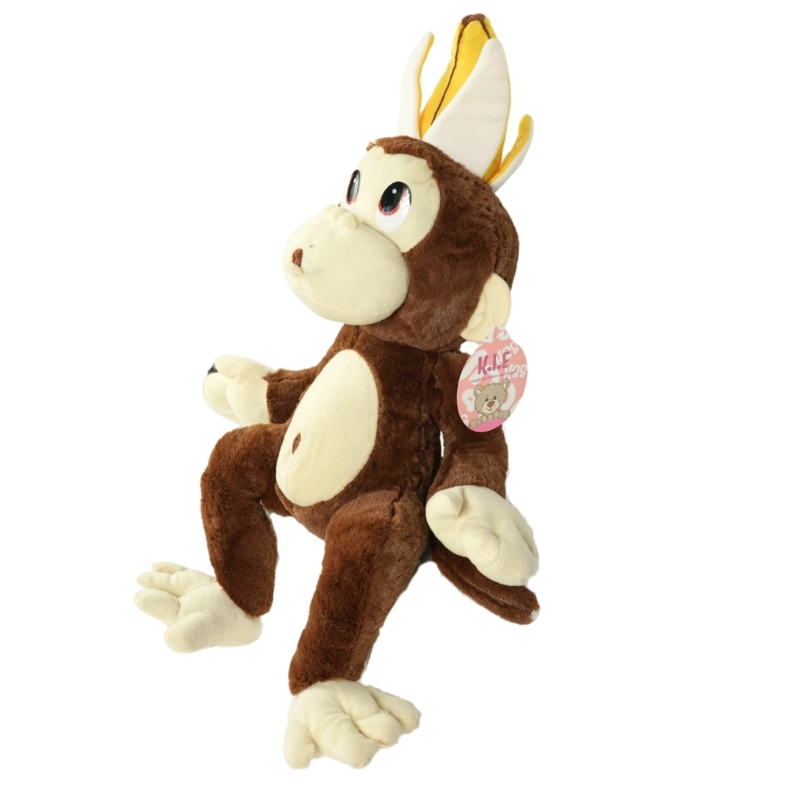 Knuffel aap met bananenschil zittend 55 cm 2 assorti