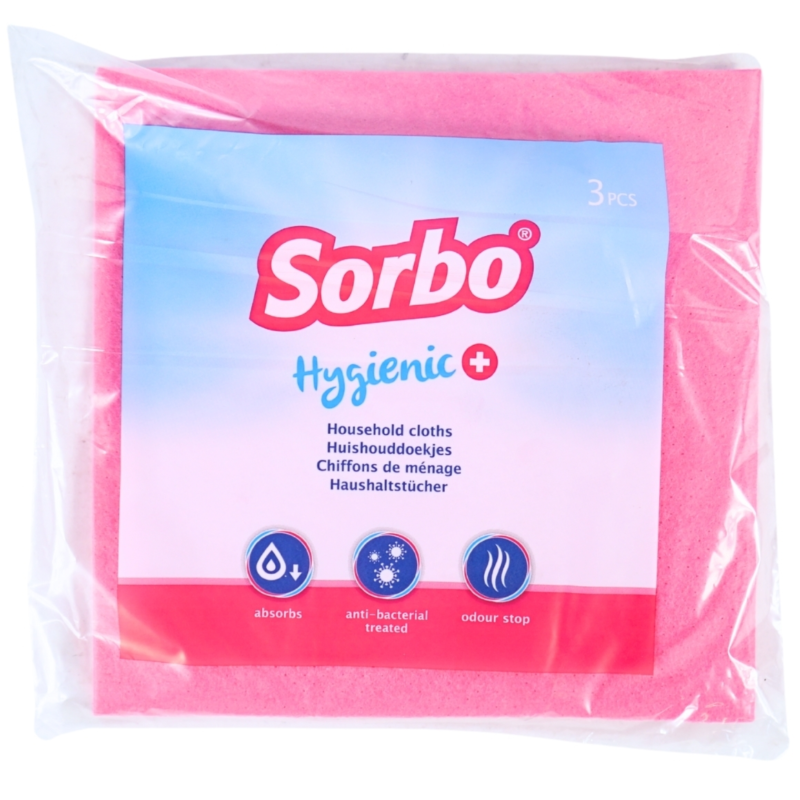 Sorbo huishouddoek roze 38 cm 3 stuks