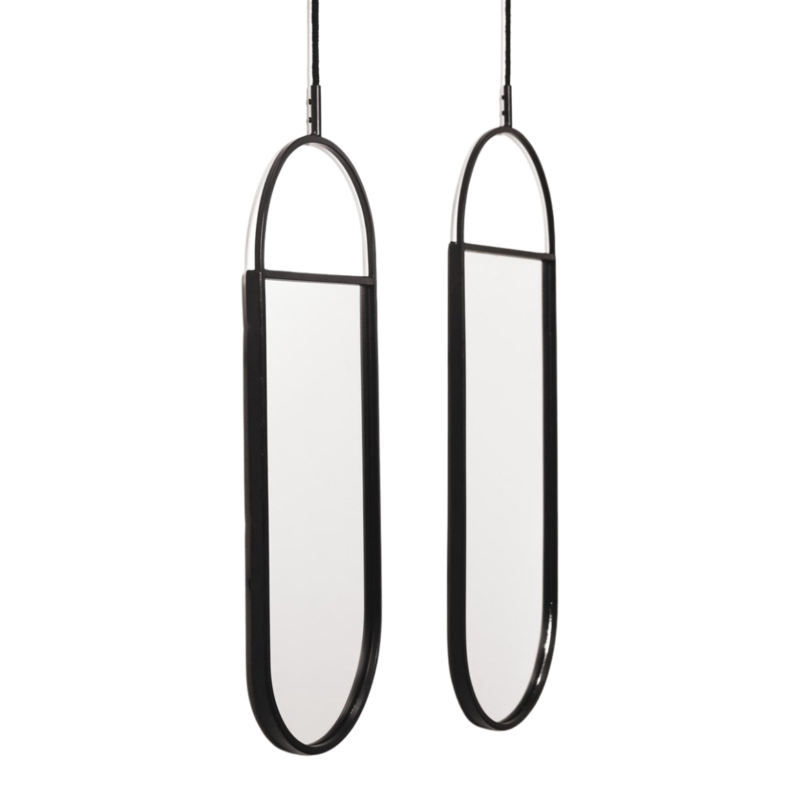 Housevitamin wandspiegel metaal zwart 60 cm set van 2