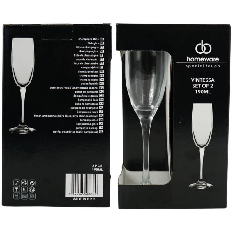 Homeware champagneglas Vintessa 190 ml 2 stuks