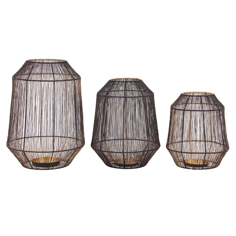 PTMD windlicht Justy M zwart/goudkleurig 32 cm
