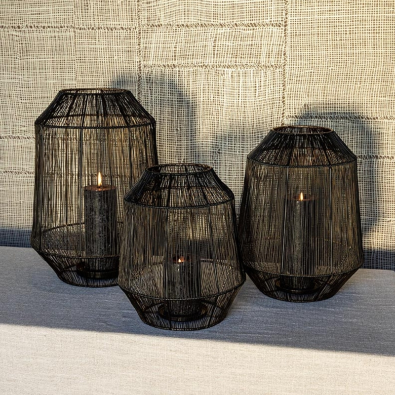 PTMD windlicht Justy L zwart/goudkleurig 38 cm