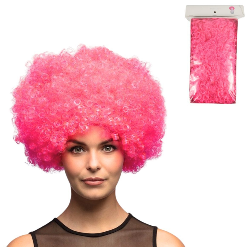 Pruik krullen roze one size