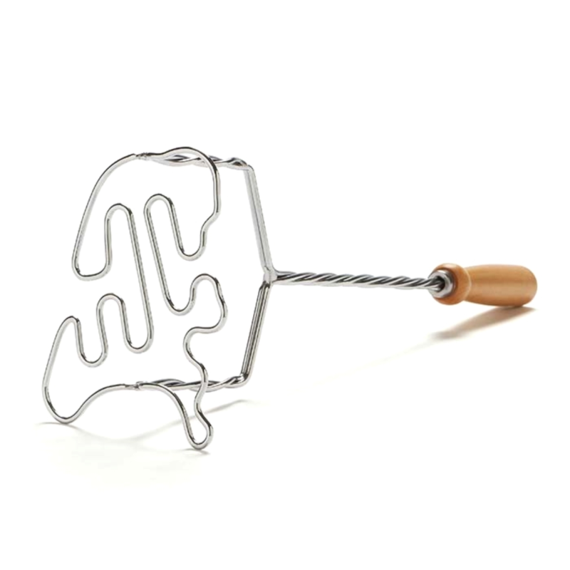 Stamppotstamper Nederland metaal met houten handvat 37 cm