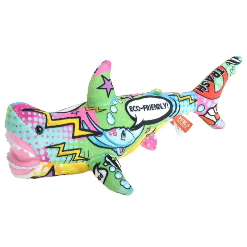 Wild Republic knuffel message EN haai 35 cm