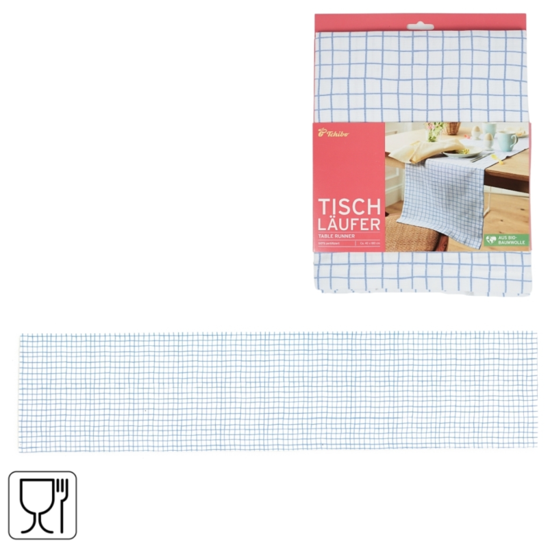 (R) Tchibo Tischläufer blau/weiß 180 x 40 cm VE46