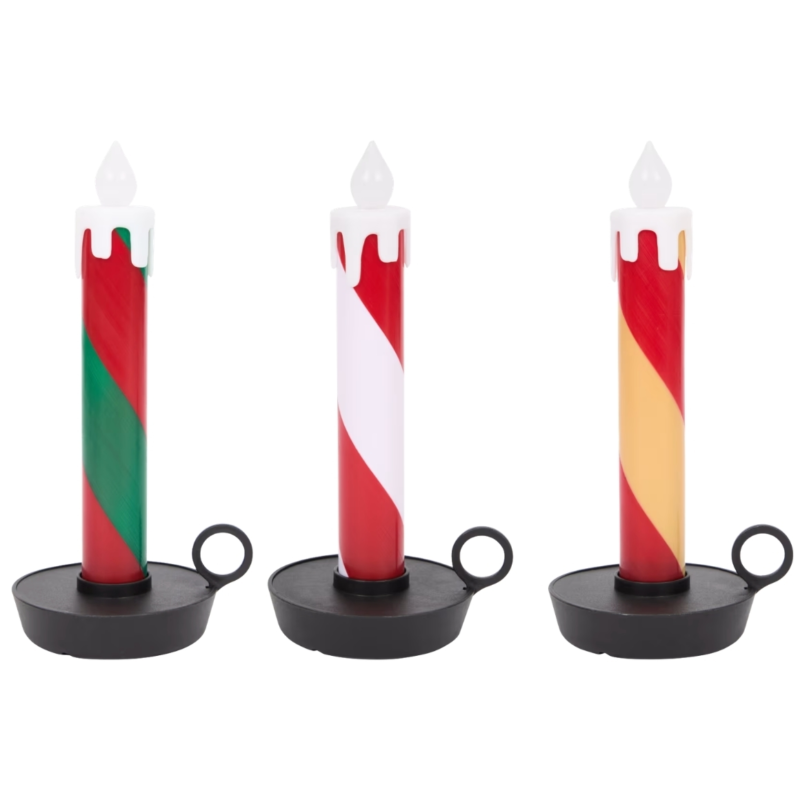 Kerst kaars LED op batterij 20 cm 3 assorti