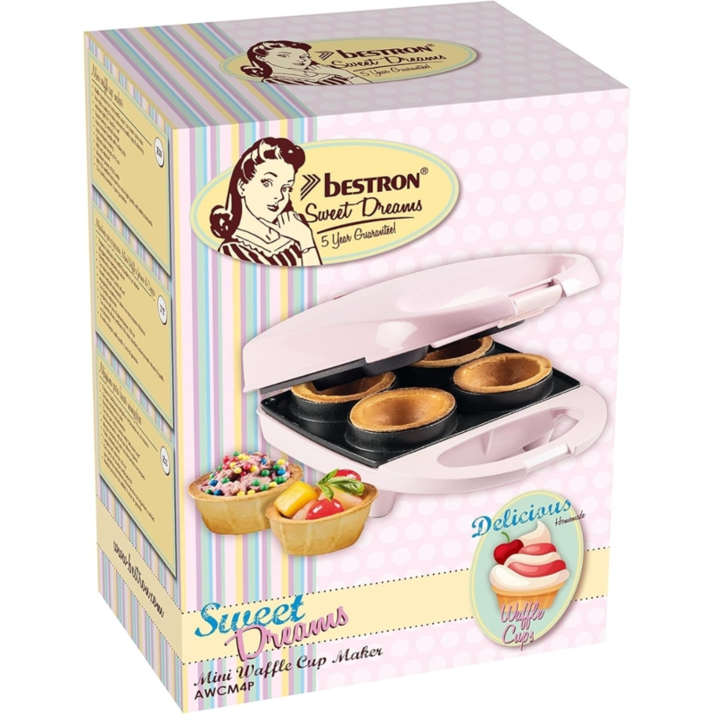 Bestron Sweet Dreams wafelcup maker EU-stekker roze 520 W