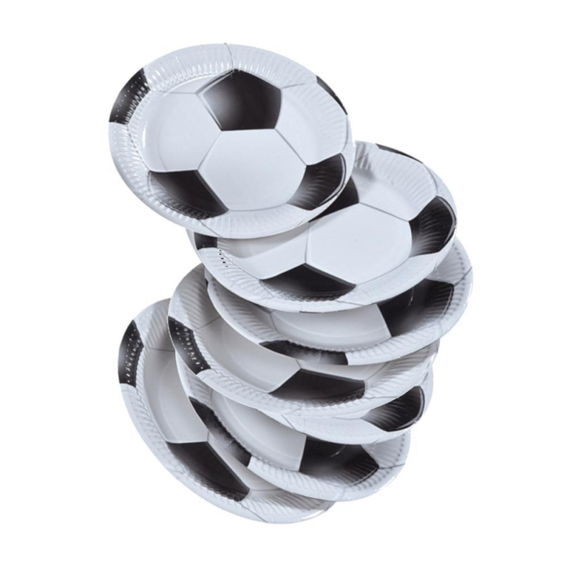 Duni kartonnen bordjes voetbal 22 cm set van 10