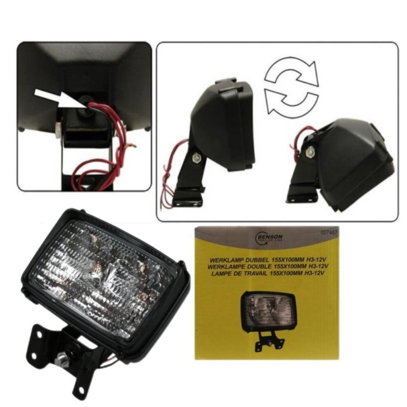 Werklamp dubbel zwart 16 cm
