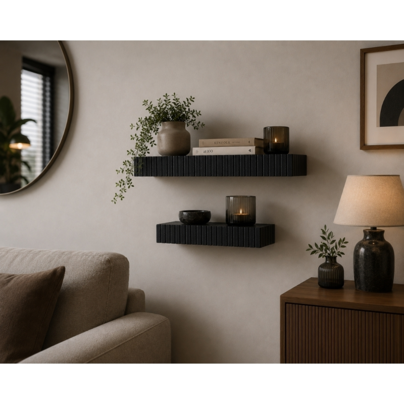 Light & Living wandplank Gatura zwart 30 cm