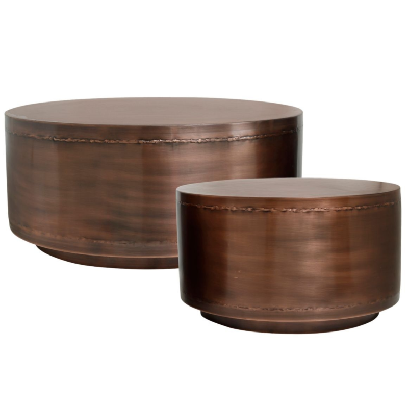 PTMD bijzettafel Georgy metaal koperkleurig 80 cm set van 2