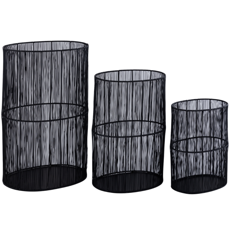 PTMD windlicht Javi metaal zwart 50 cm set van 3
