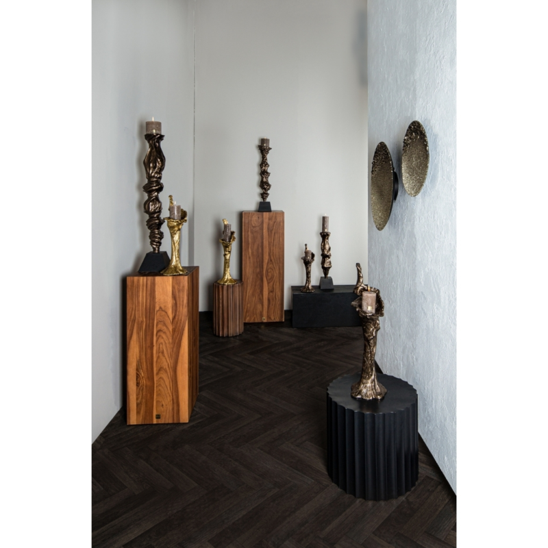 PTMD kandelaar Fleure aluminium bronskleurig M 77 cm