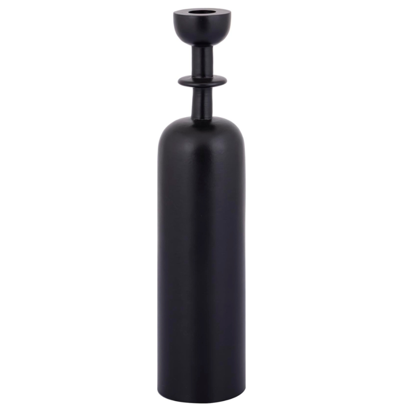 PTMD kandelaar Yanou met ring L aluminium zwart 32 cm