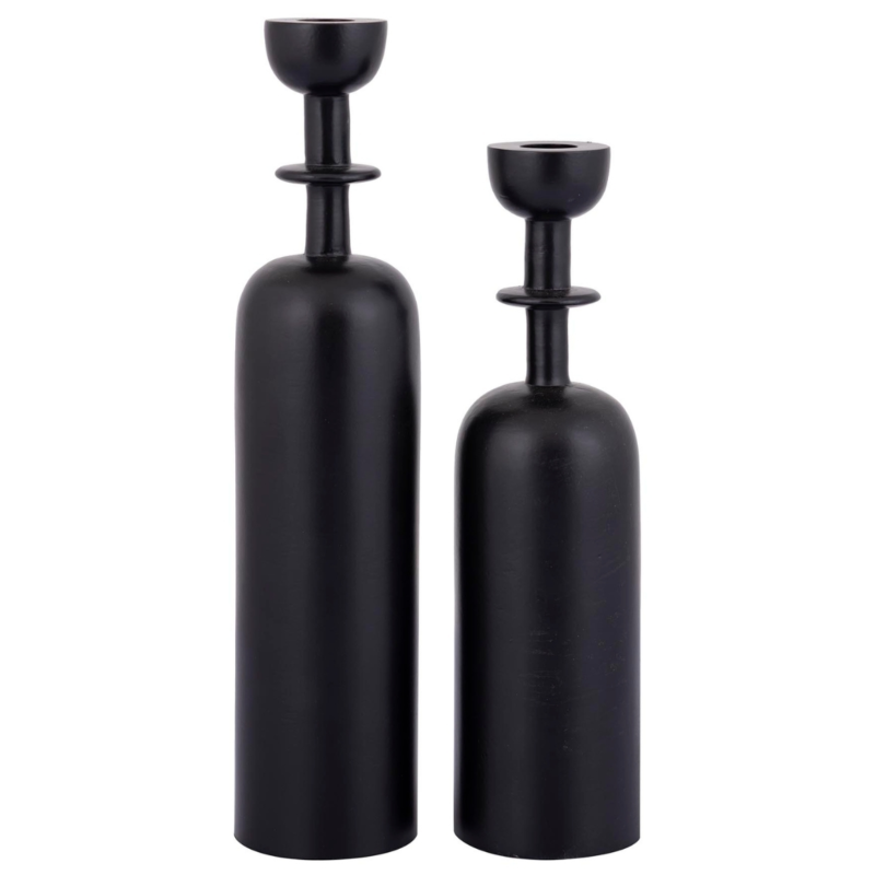 PTMD kandelaar Yanou met ring L aluminium zwart 32 cm