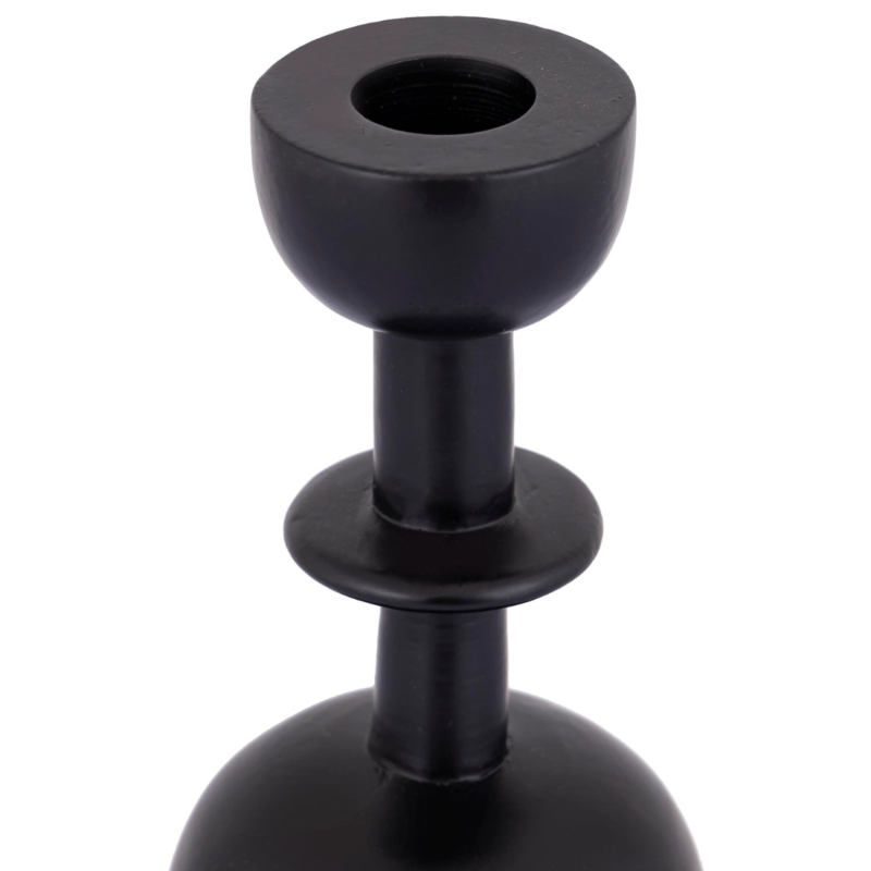PTMD kandelaar Yanou met ring L aluminium zwart 32 cm