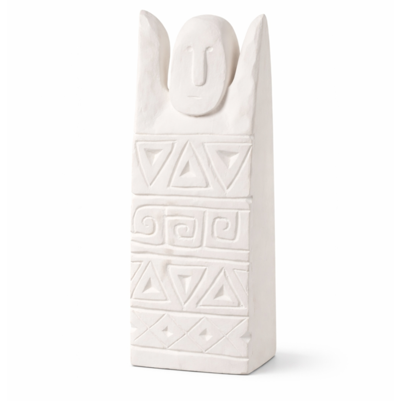 J-Line beeld Primitief Happy hout wit 46 cm