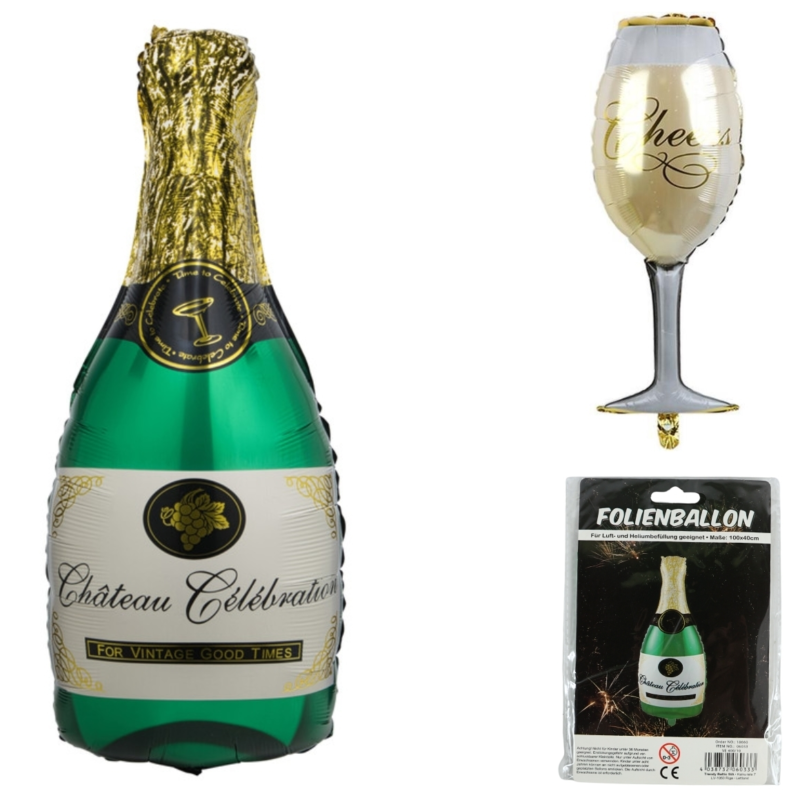 Folieballon Champagne 100 cm 2 assorti