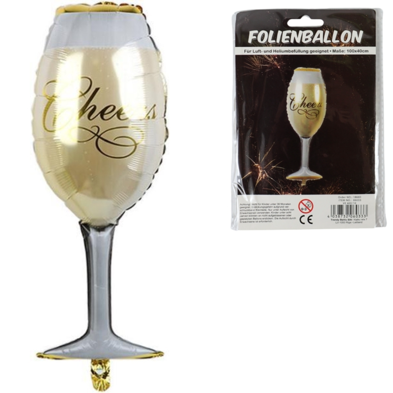 Folieballon Champagne 100 cm 2 assorti